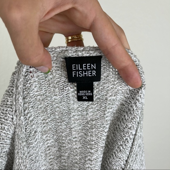 Eileen Fisher gray v neck knit sweater - Picture 2 of 9